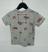 T-shirt Grijs Gemêleerd V-hals met Print Maat 104
