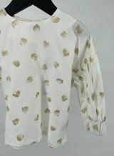 Top Lange Mouw Beige Gouden Stippen Maat 74
