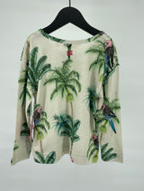 Longsleeve Beige met Palmbomen en Vogel Print