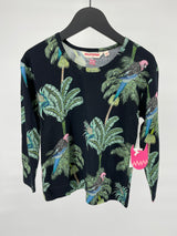 Longsleeve Zwart met Palmbomen en Vogel Print