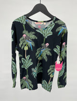 Longsleeve Zwart met Palmbomen en Vogel Print