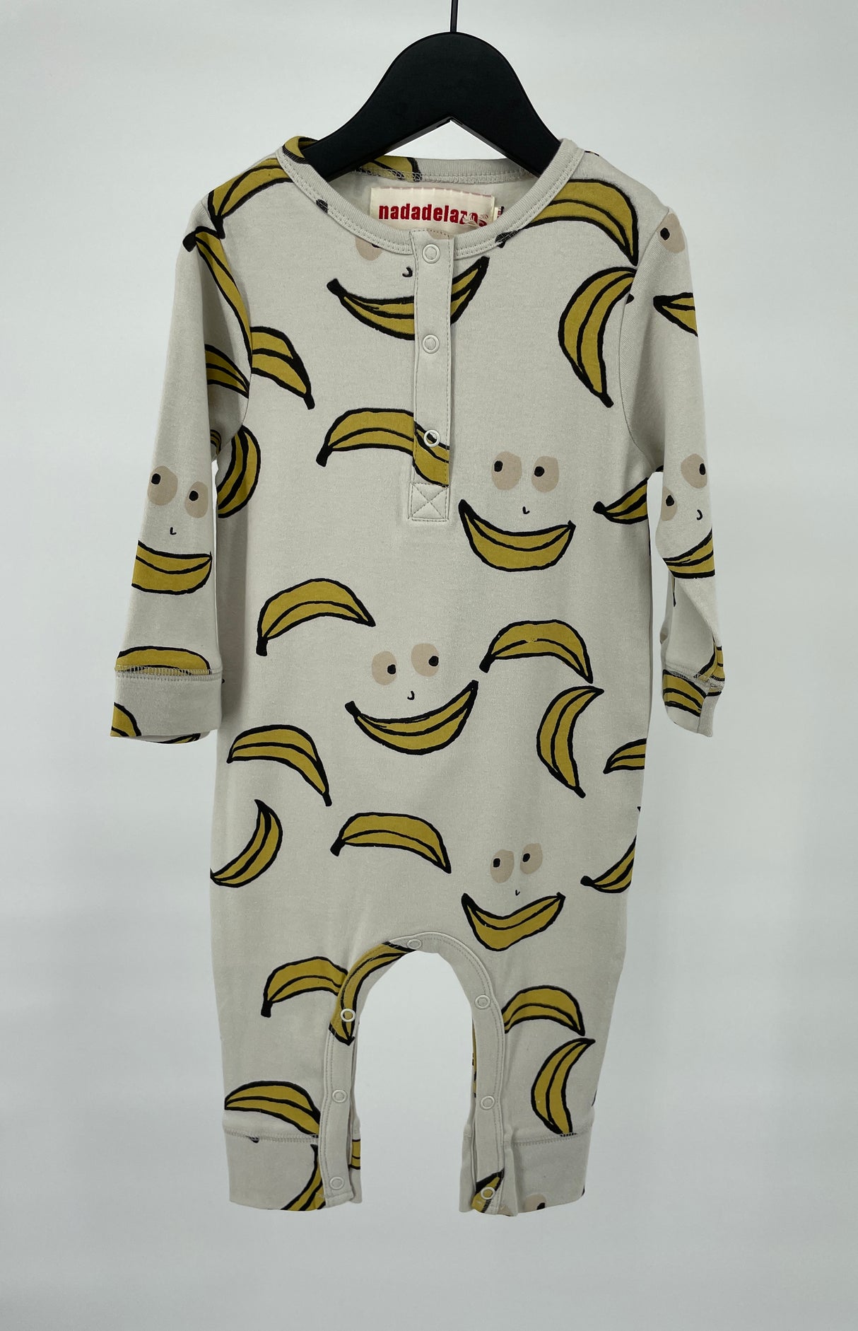 Jumpsuit Grijs Bananen Gezichtjes Maat 74 / 80