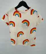 T-shirt Beige Regenbogen Print Maat 98 / 104