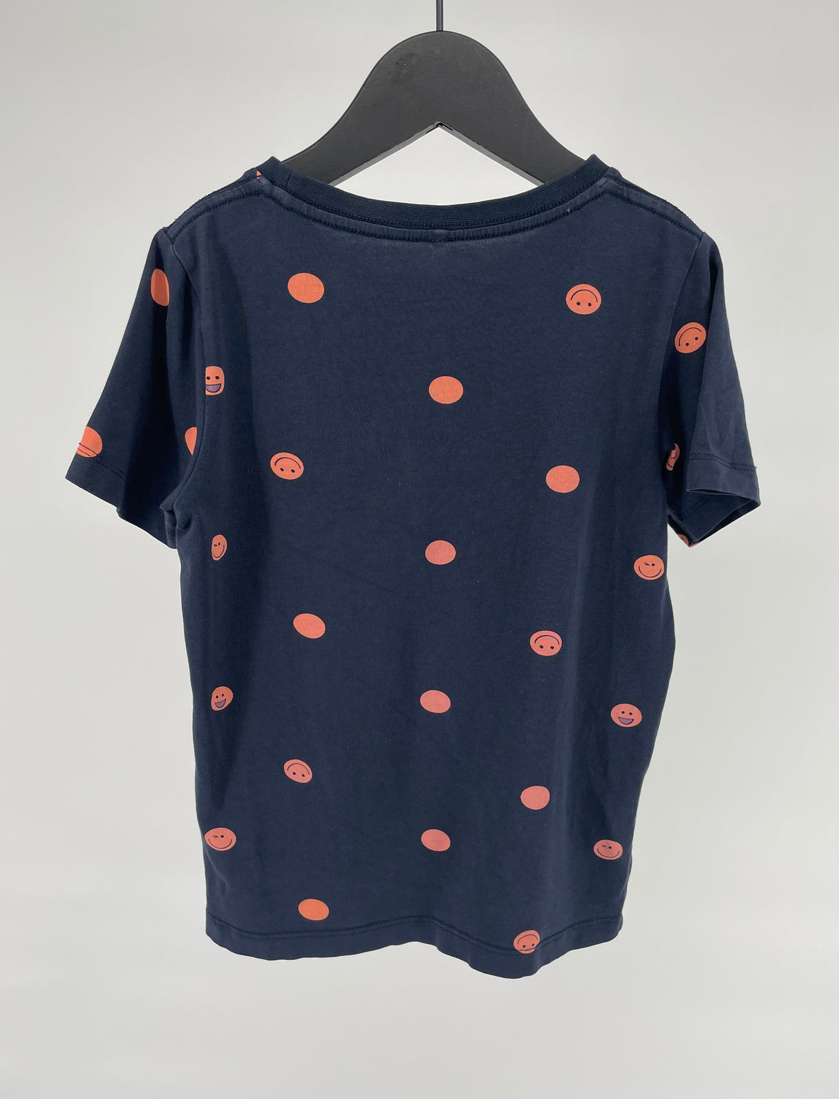 T-shirt Donkerblauw Roze Stippen Smilies Maat 116