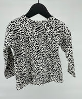 Top Lange Mouw Wit Zwart Print Maat 80