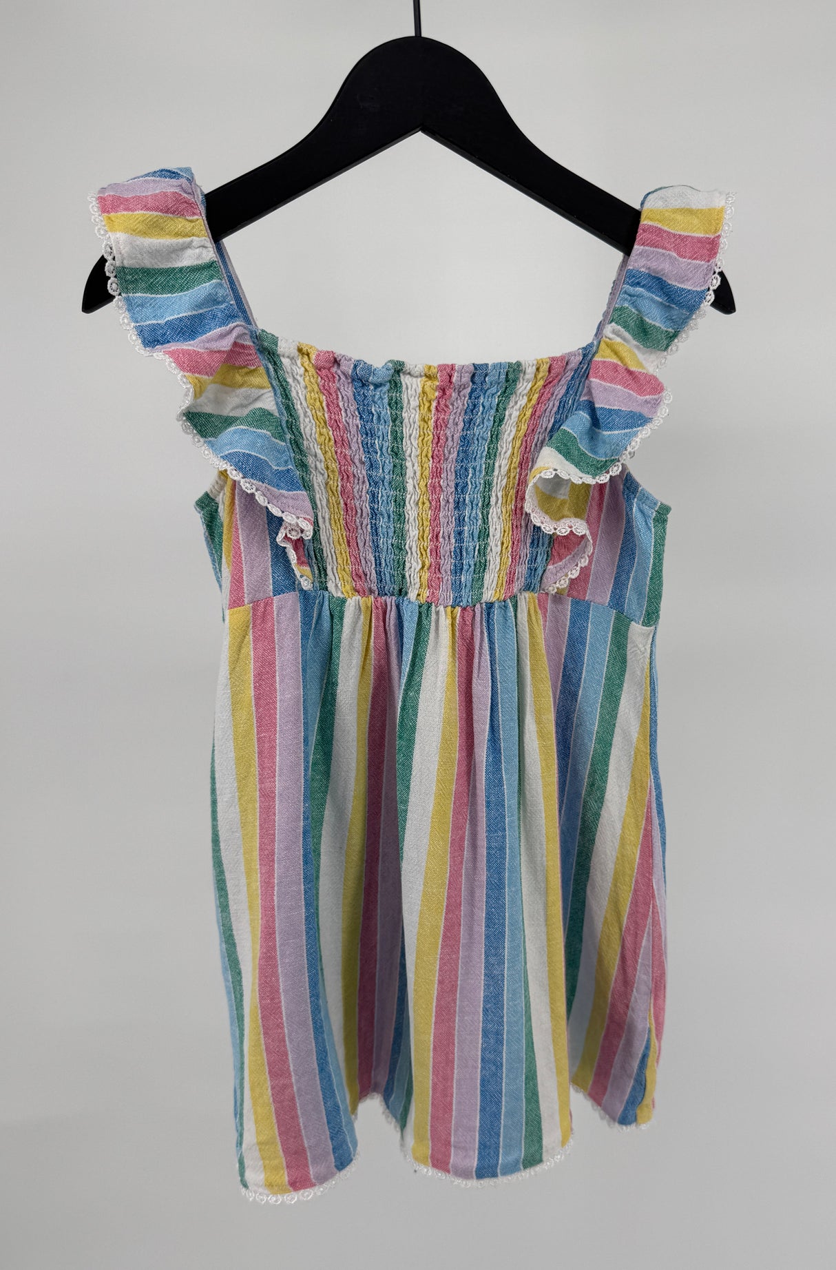Jurk Mouwloos Multi Color Gestreept Roesjes Maat 110