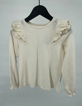 Top Lange Mouw Beige Roesjes Broderie Details Maat 110