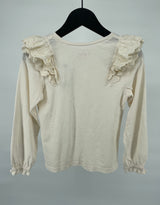 Top Lange Mouw Beige Roesjes Broderie Details Maat 110
