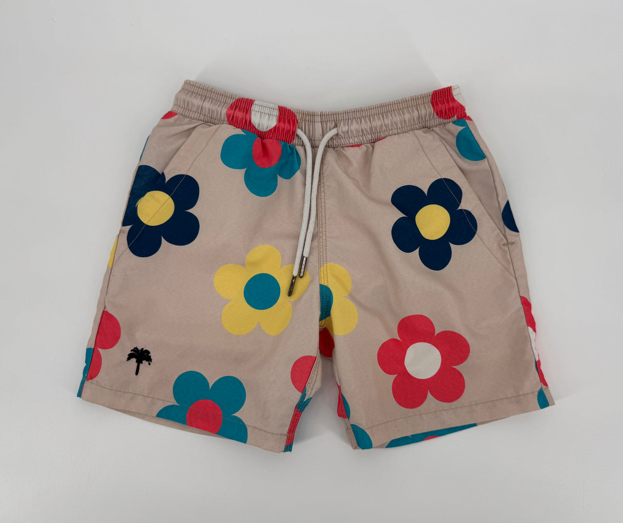 Zwembroek Beige Multi Color Bloemen Maat 140