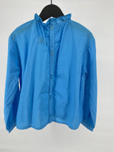 Blouse Blauw Roesjes Maat 128 / 134