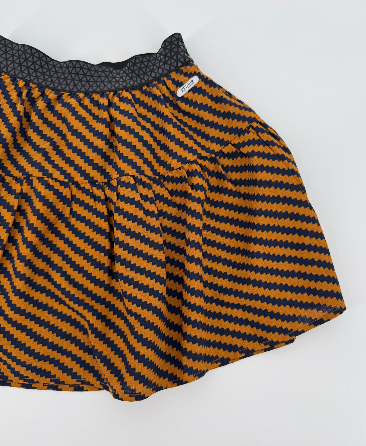 Rokje Bruin Donkerblauw Gestreept Maat 122 / 128