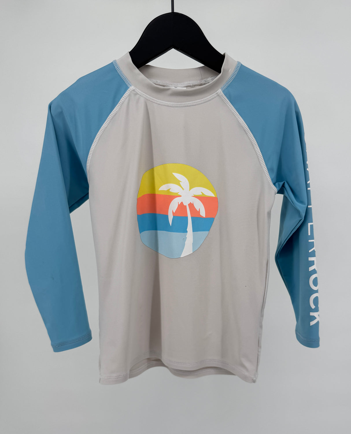 UV Surf Shirt Lange Mouw Beige Blauw Palmboom Maat 116