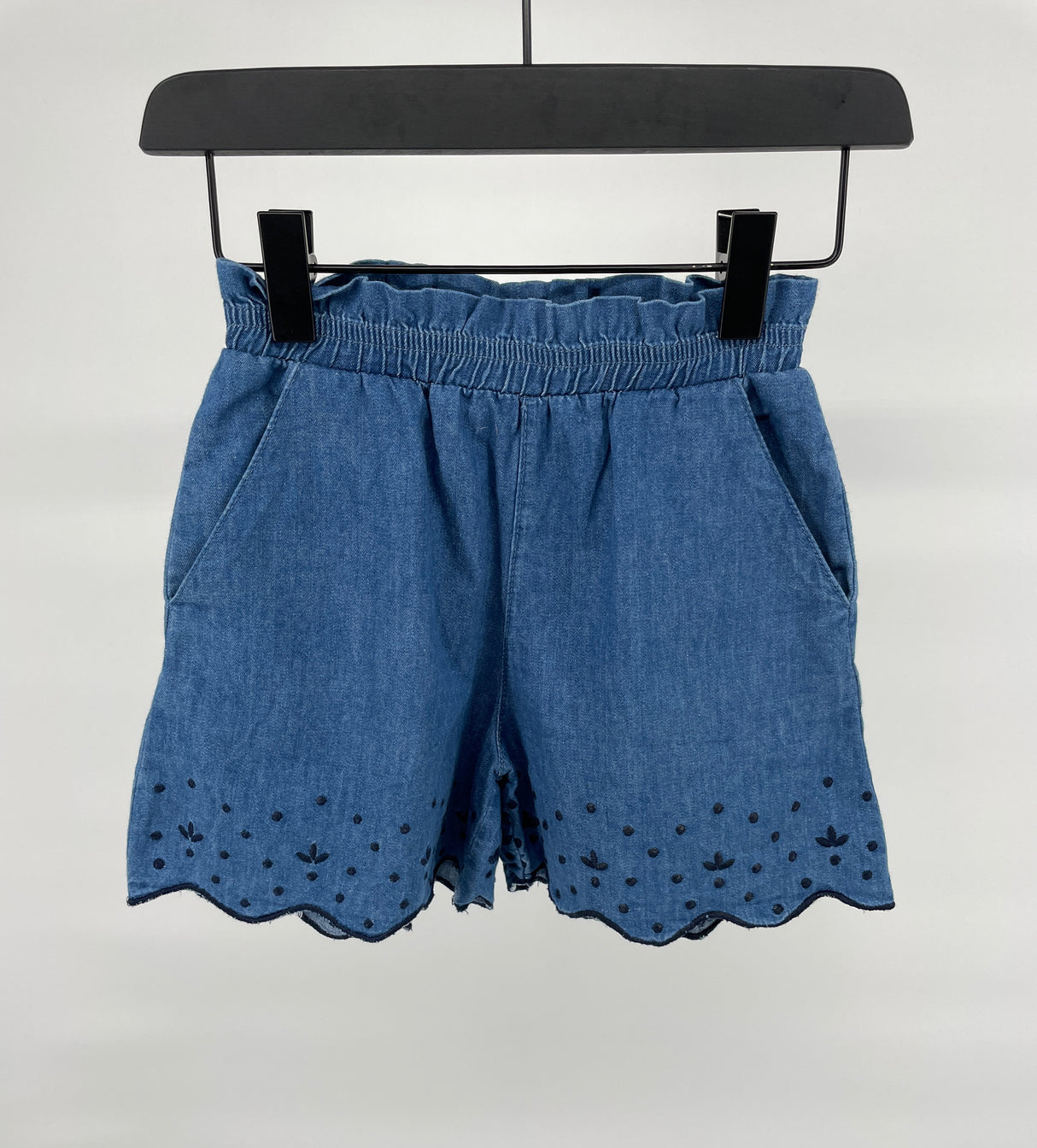 Korte Broek Blauw Denim Roesjes Maat 104