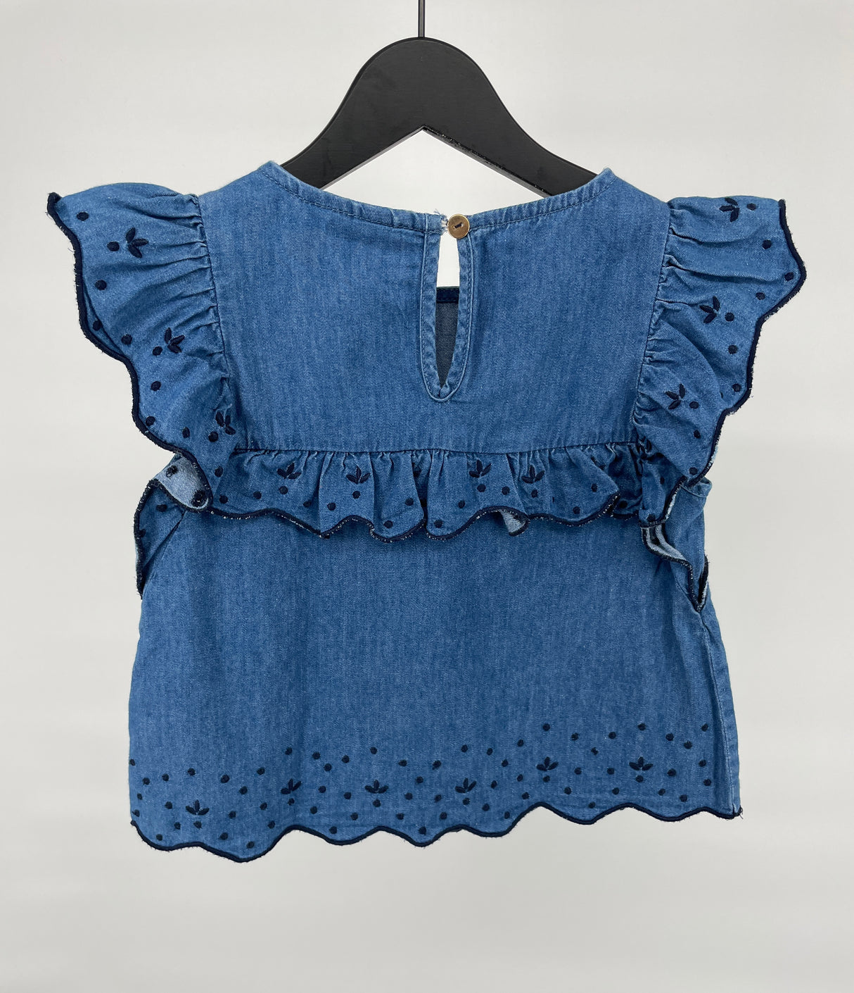 Top Blauw Denim Roesjes Maat 104