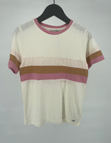 T-shirt Beige Roze Bruin Strepen Maat 128