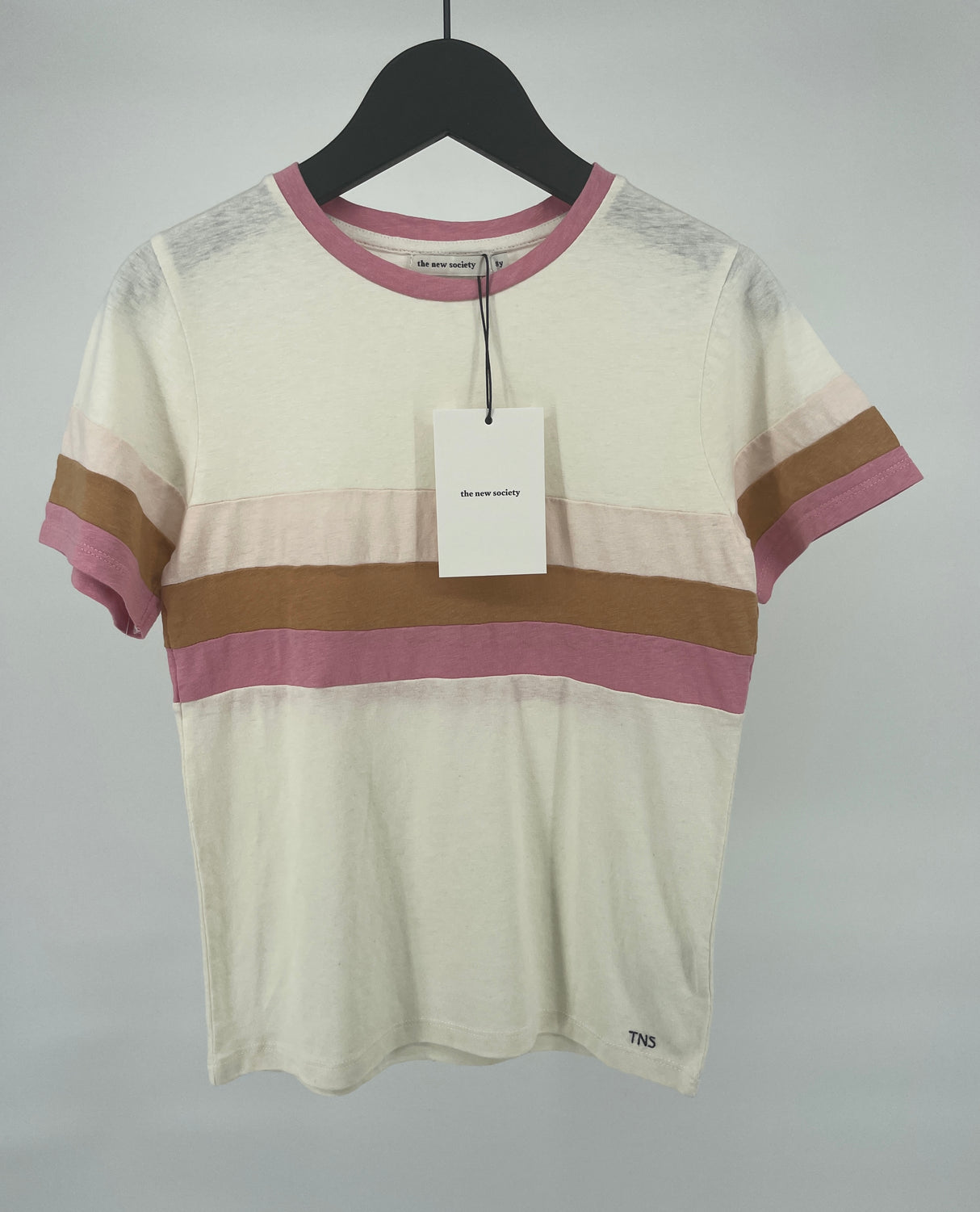 T-shirt Beige Roze Bruin Strepen Maat 128