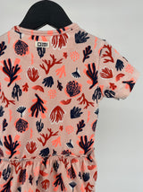 Jurkje Korte Mouw Roze Koraal Print Maat 74