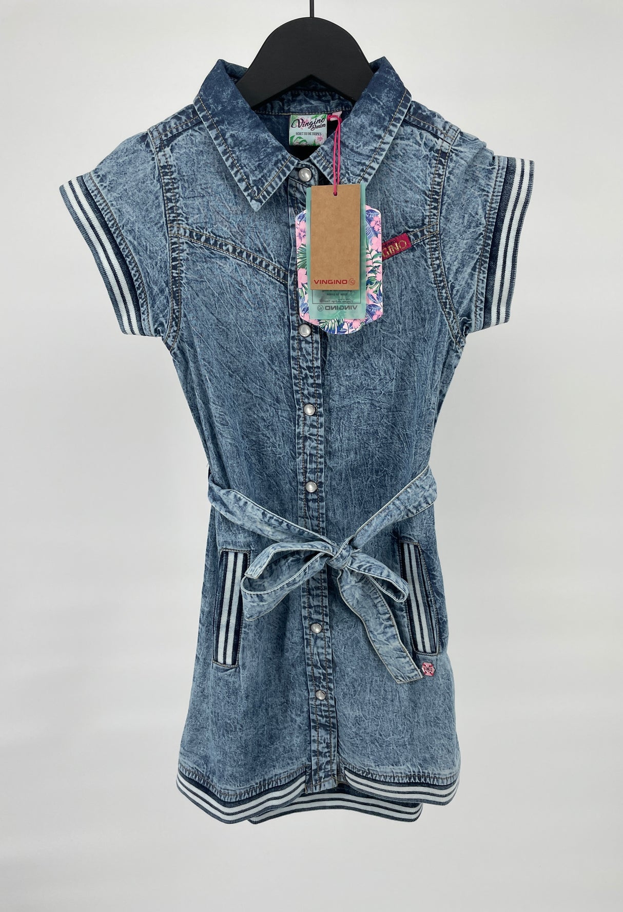 Vingino Jurk Denim Blauw Vintage Stijl Maat 116 – Mini Treasures