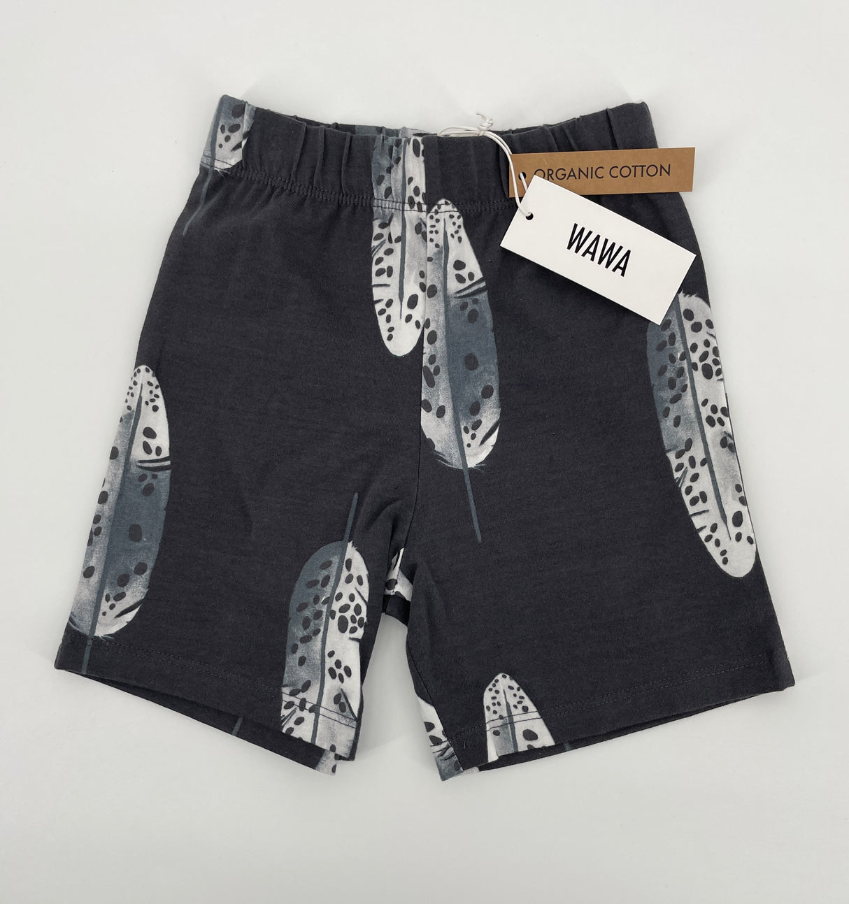 Korte Broek Grijs met Veren Print