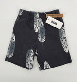 Korte Broek Grijs met Veren Print