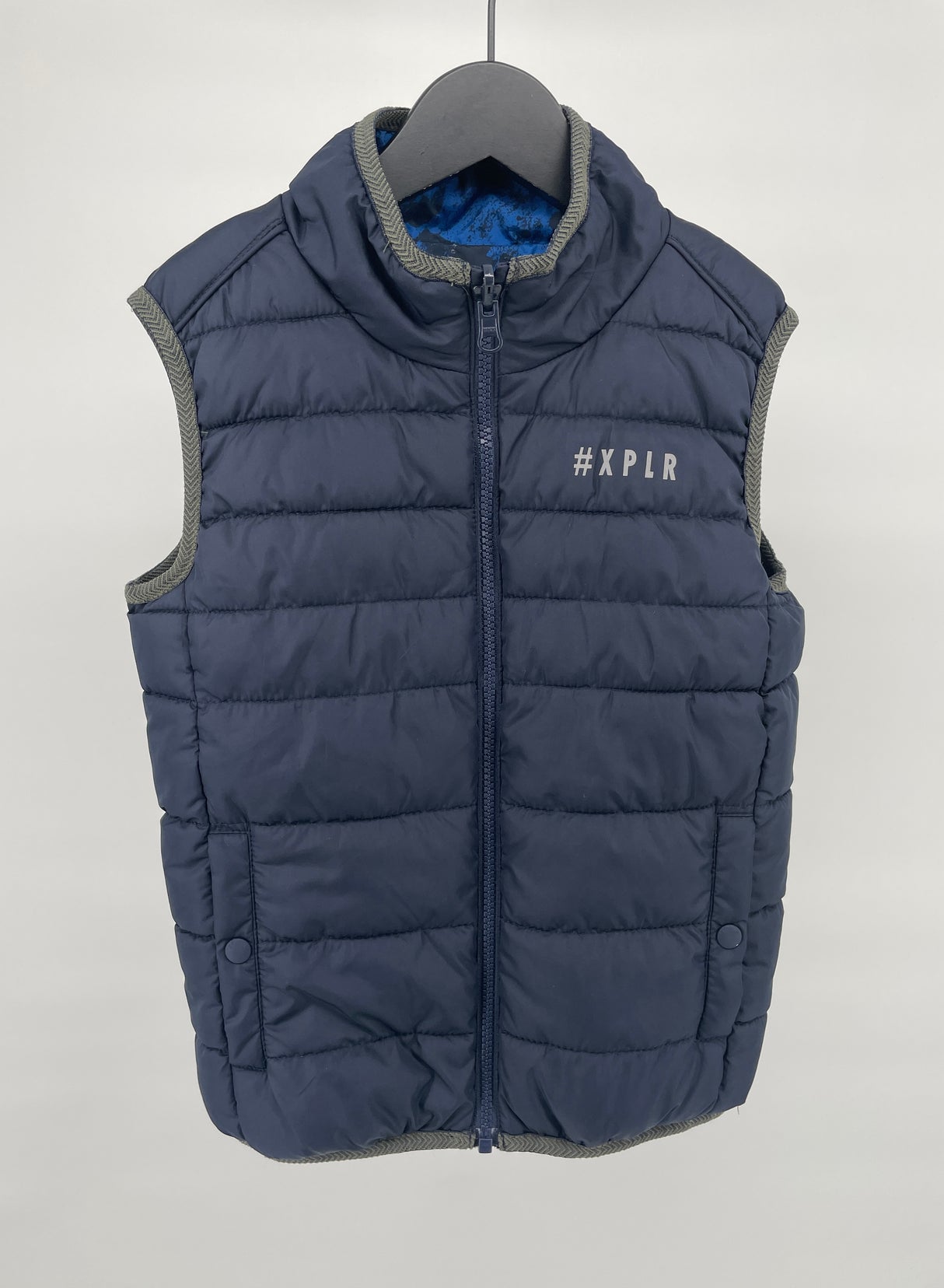 Bodywarmer Reversible Donkerblauw Blauw Spetters Maat 128